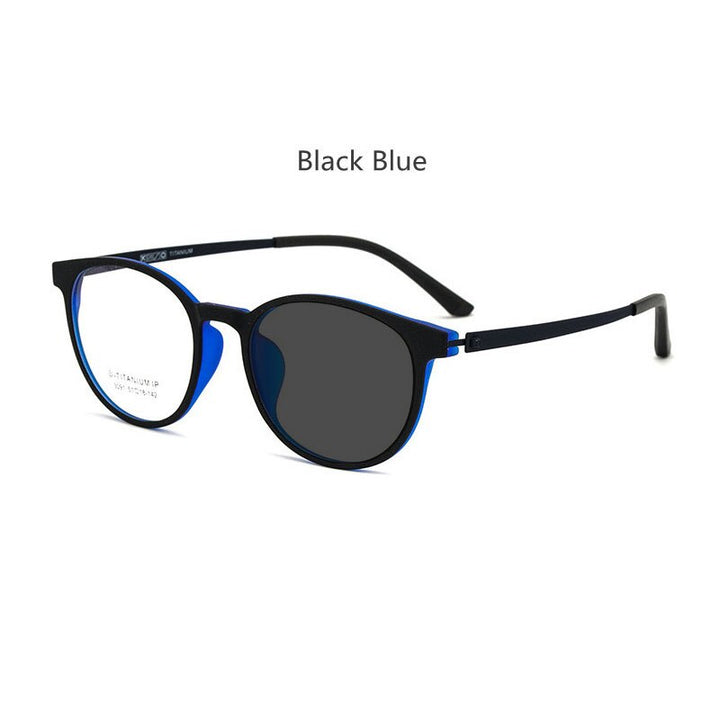 Handoer Unisex Full Rim Square Tr 90 Titanium Hyperopic Photochromic Reading Glasses 23091 0 To +150 Reading Glasses Handoer 0 black blue photo 