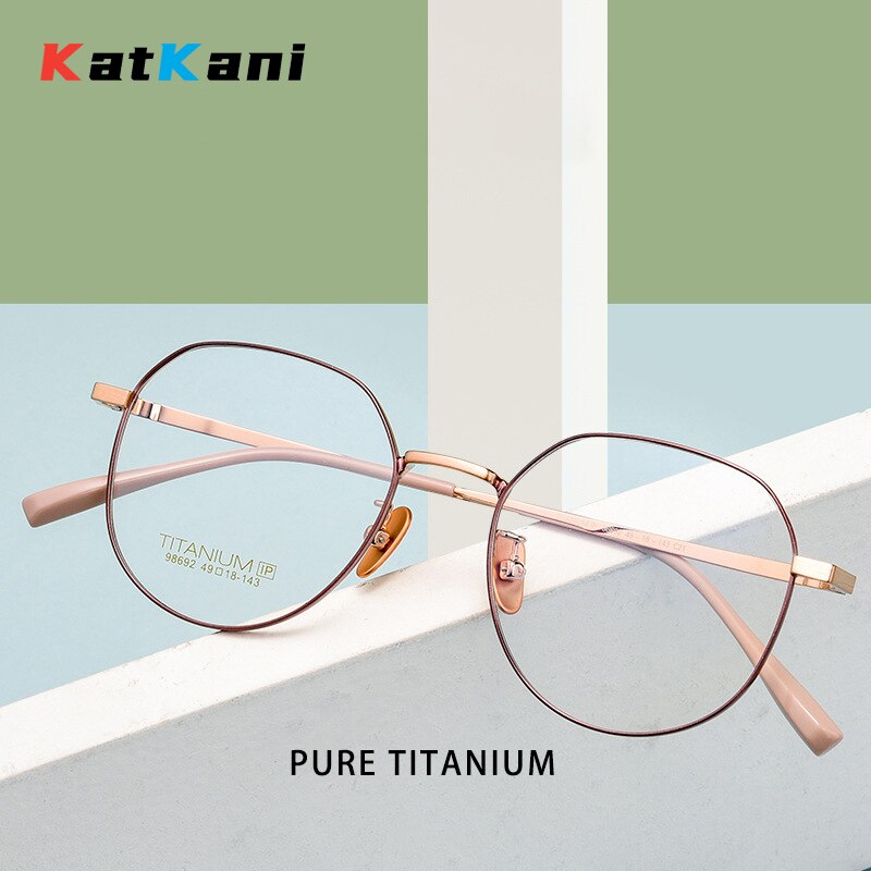 KatKani Unisex Full Rim Square Round Titanium Eyeglasses 98692a Full Rim KatKani Eyeglasses   