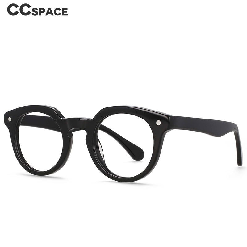 CCSpace Unisex Full Rim Round Acetate Eyeglasses 55216 Full Rim CCspace   