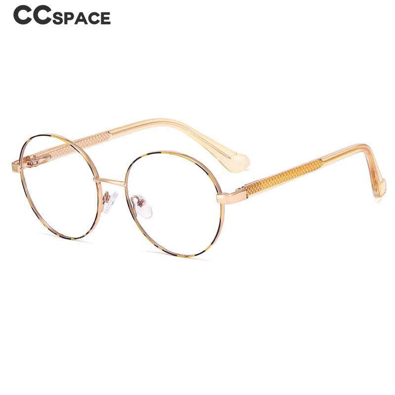 CCSpace Women's Full Rim Round Tr 90 Titanium Eyeglasses 55008 Full Rim CCspace   