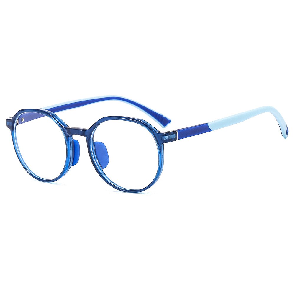 CCSpace Unisex Youth Full Rim Round Silicone Eyeglasses 54669 Full Rim CCspace Blue China 