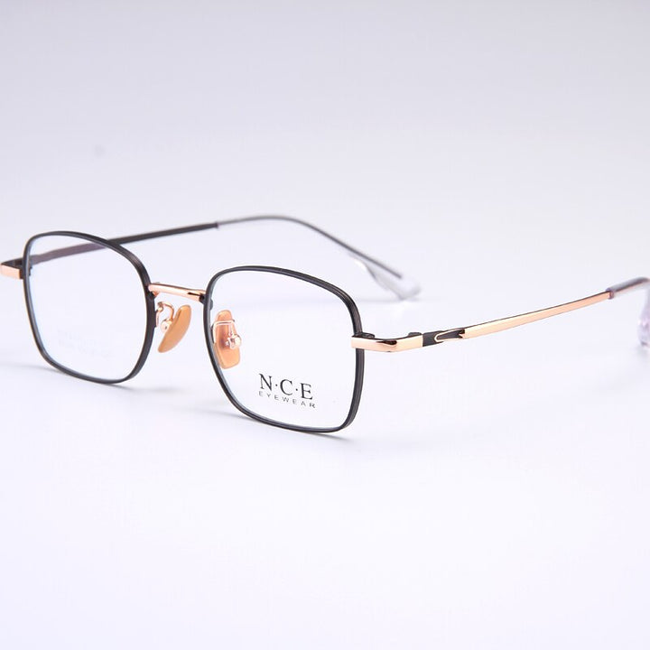 Bclear Unisex Full Rim Small Square Titanium Frame Eyeglasses Sc88300 Full Rim Bclear black gold  