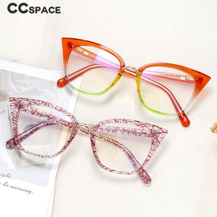 CCspace Women's Full Rim Square Cat Eye Tr 90 Titanium Eyeglasses 53211 Full Rim CCspace   