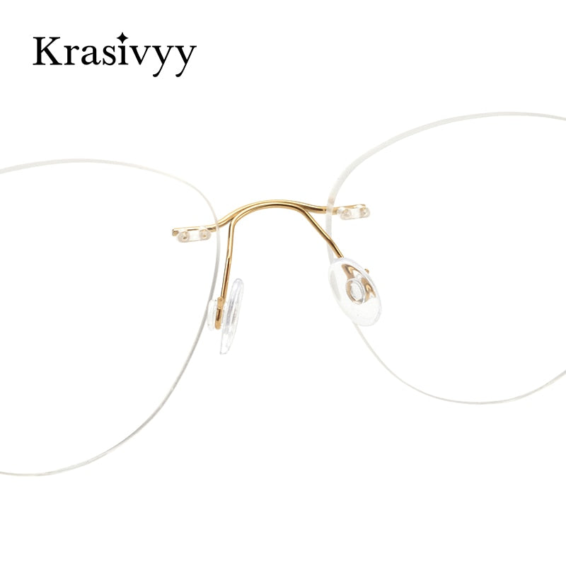 Krasivyy Women's Rimless Oval Cat Eye Titanium Eyeglasses Kr16078 Rimless Krasivyy   