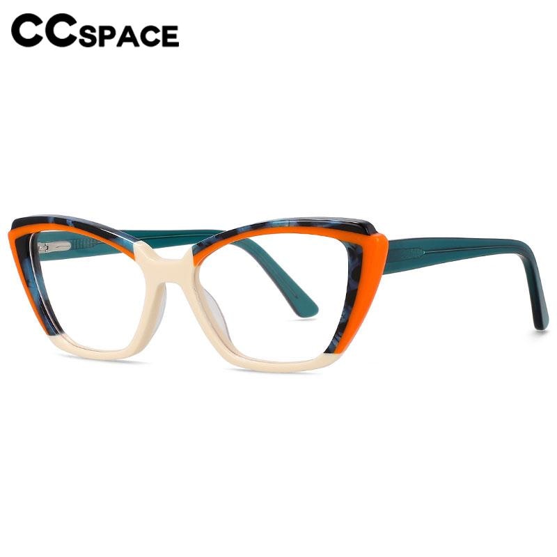 CCspace Unisex Full Rim Square Cat Eye Acetate Eyeglasses 56558 Full Rim CCspace   
