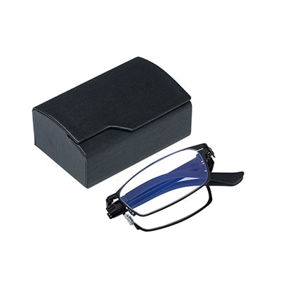 Ralfterty Unisex Full Rim Small Square Alloy Folding Hyperopic Folding Reading Glasses D827 Reading Glasses Ralferty China +100 Black-With Case
