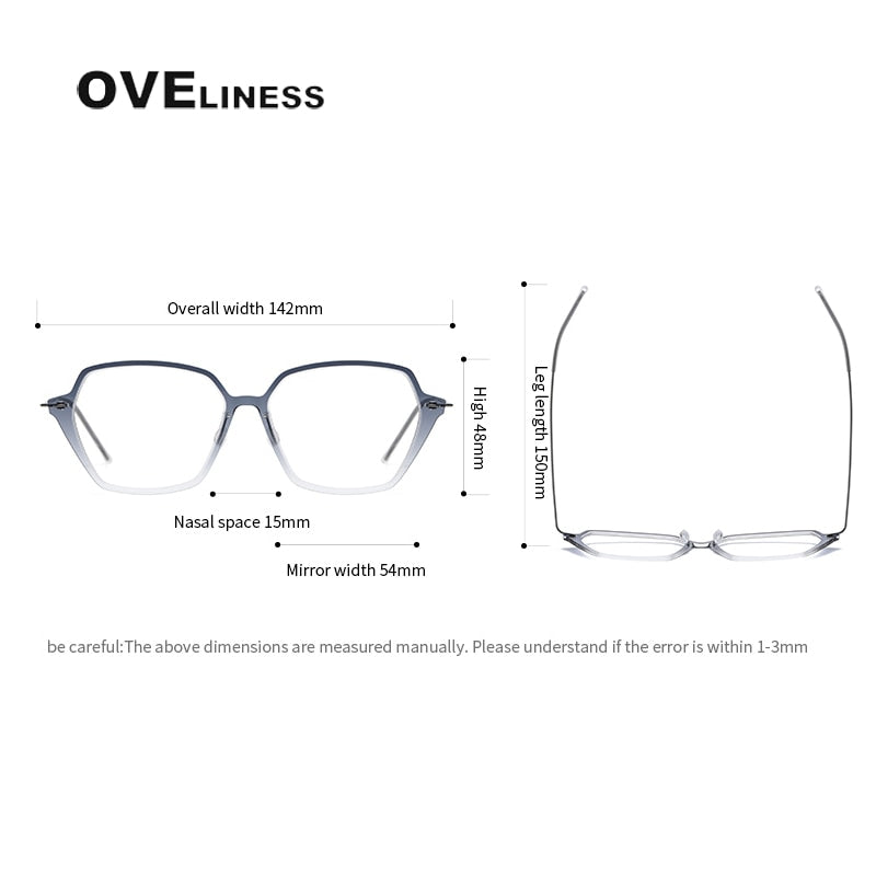 Oveliness Unisex Full Rim Irregular Oval Titanium Acetate Eyeglasses 6621 Full Rim Oveliness   