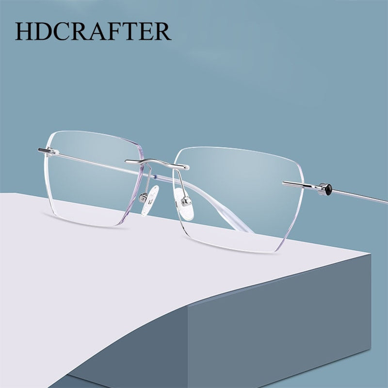 Hdcrafter Unisex Rimless Square Alloy Eyeglasses 0621 Rimless Hdcrafter Eyeglasses   