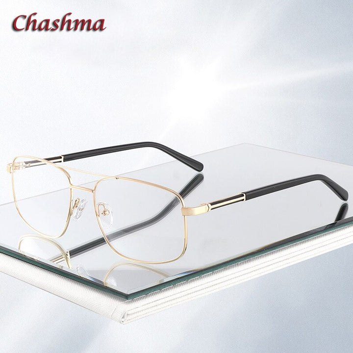 Chashma Ochki Men's Full Rim Square Double Bridge Stainless Steel Eyeglasses18001 Full Rim Chashma Ochki   