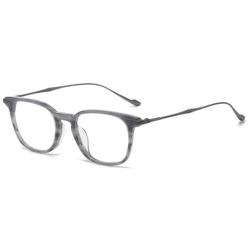 Gatenac Unisex Full Rim Square Acetate Titanium Eyeglasses Gxyj993 Full Rim Gatenac Gray  