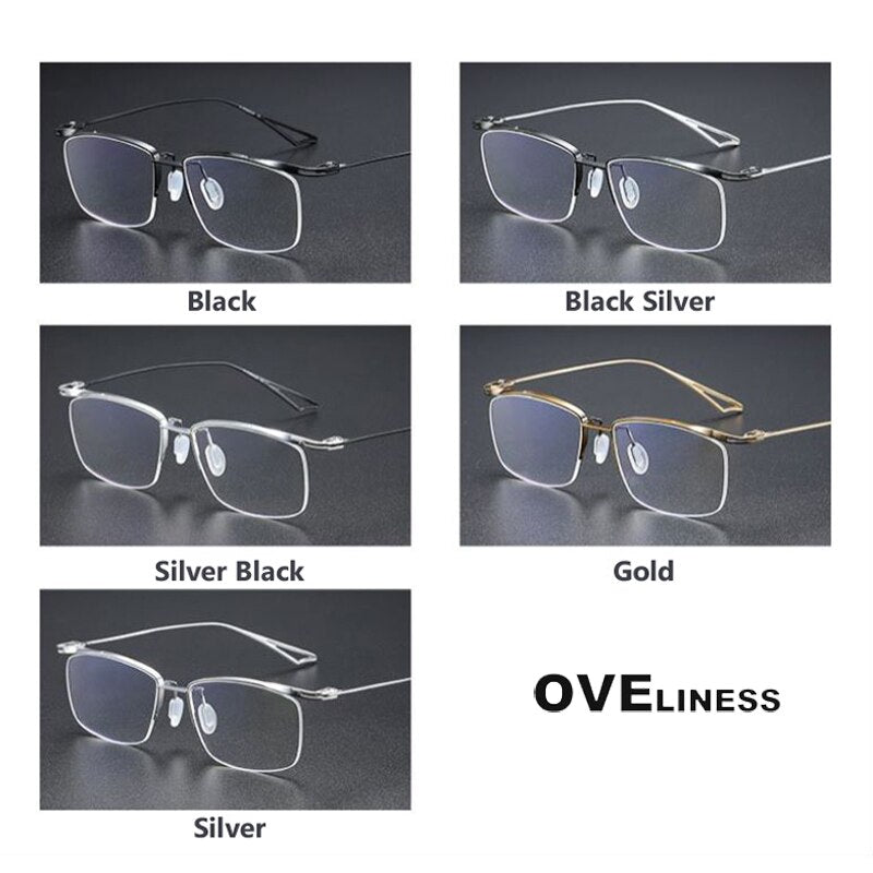 Oveliness Unisex Semi Rim Square Titanium Eyeglasses Actfour Semi Rim Oveliness   