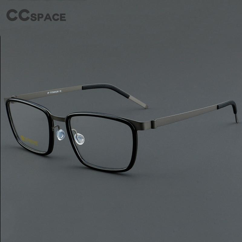CCSpace Unisex Full Rim Square Acetate Titanium Eyeglasses 55023 Full Rim CCspace   