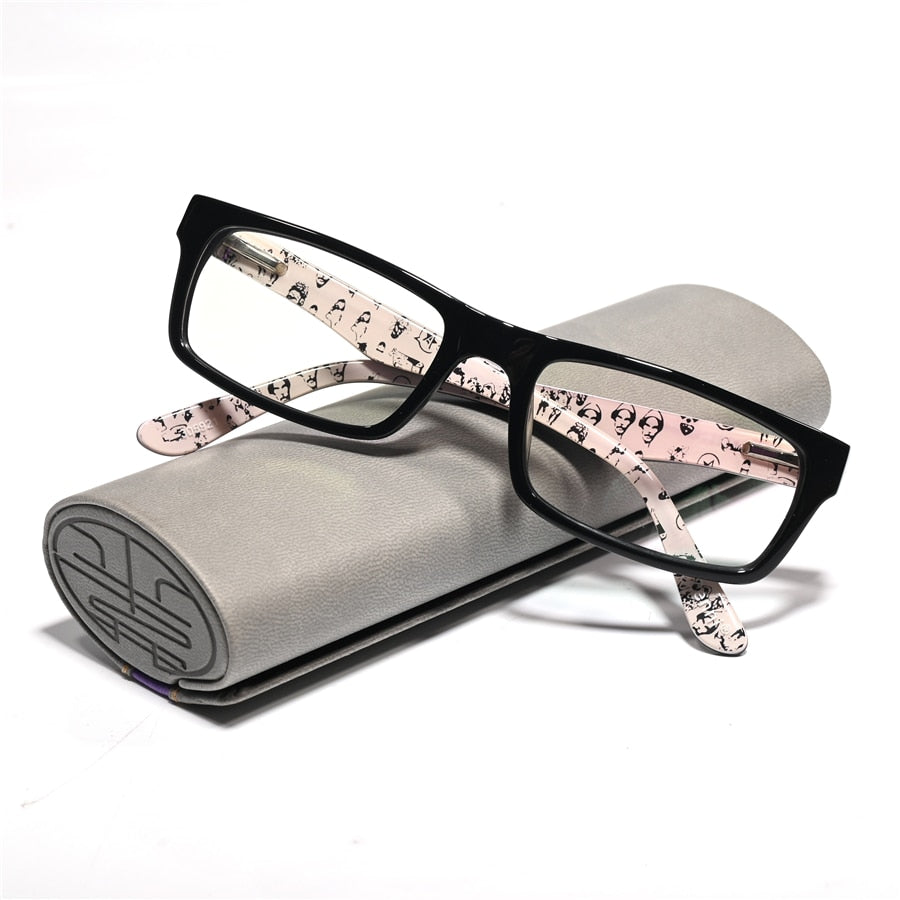 Cubojue Unisex Full Rim Small Rectangle Tr 90 Titanium Hyperopic Reading Glasses 305921 Reading Glasses Cubojue   
