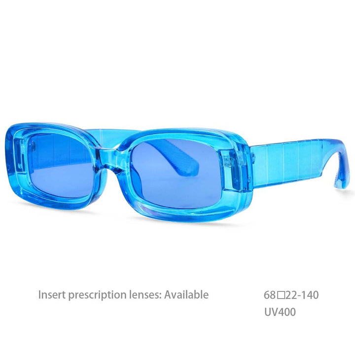 CCSpace Unisex Full Rim Rectangle Resin Frame Punk Sunglasses 54430 Sunglasses CCspace Sunglasses Blue as picture 