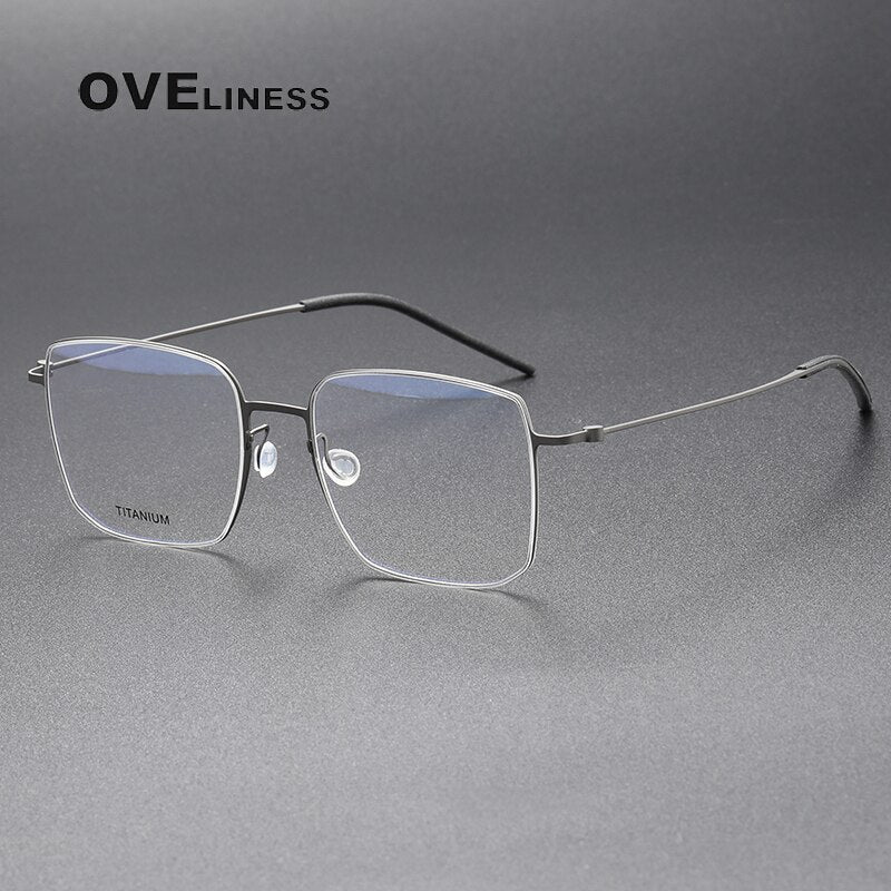 Oveliness Unisex Full Rim Square Screwless Titanium Eyeglasses 5511 Full Rim Oveliness gun  