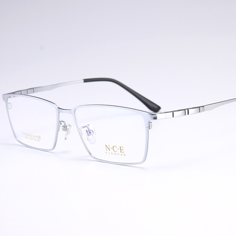 Reven Jate Men's Full Rim Square Titanium Eyeglasses 5001 Full Rim Reven Jate Silver  