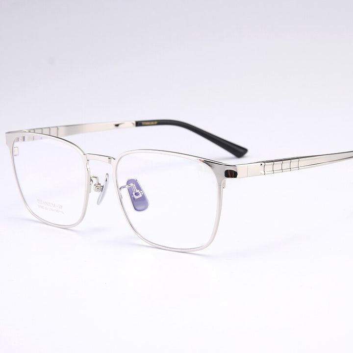 Bclear Men's Full Rim Square Titanium Eyeglasses My91063 Full Rim Bclear Silver  