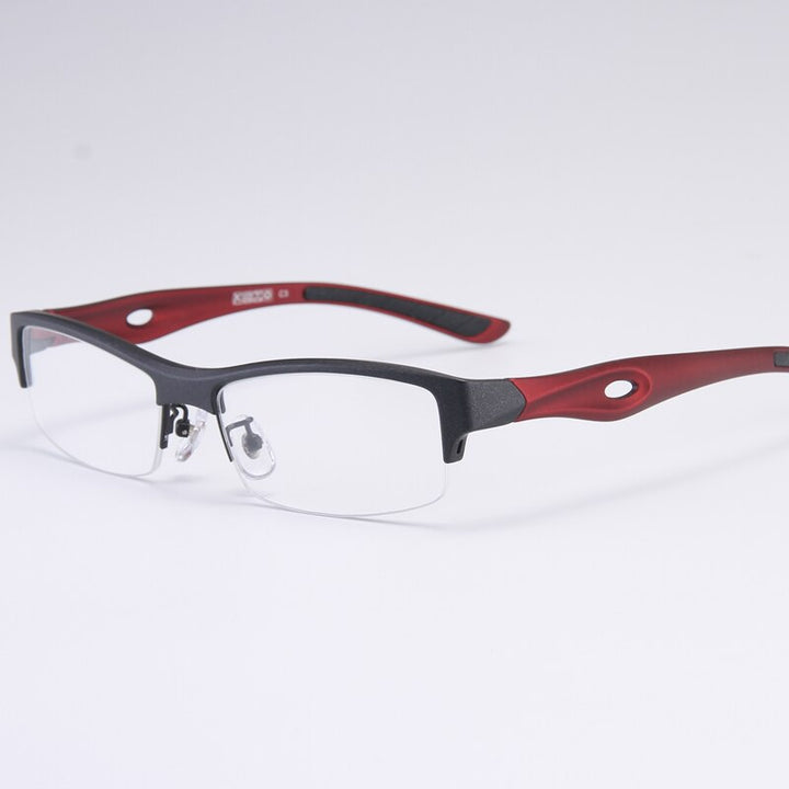 Bclear Men's Semi Rim Rectangle Tr 90 Sport Eyeglasses My1077 Semi Rim Bclear Black red 1  
