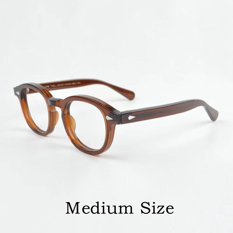 Yimaruili Unisex Full Rim Round Acetate Eyeglasses Three Sizes Y1915 Full Rim Yimaruili Eyeglasses M Brown  
