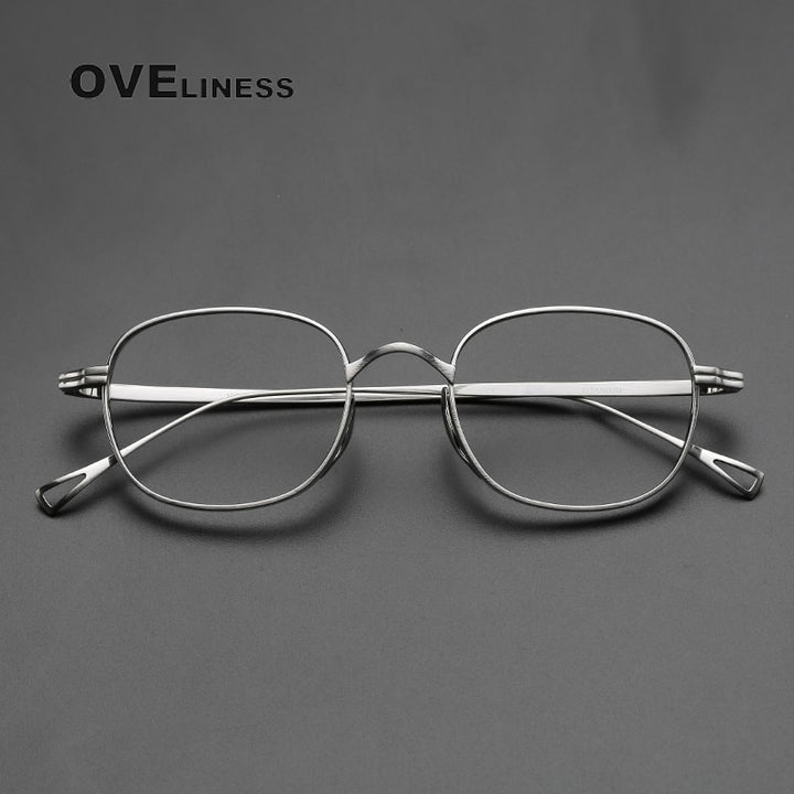 Oveliness Unisex Full Rim Round Titanium Eyeglasses 10518s Full Rim Oveliness Silver  
