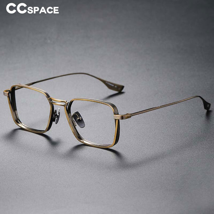 CCSpace Unisex Full Rim Square Double Bridge Titanium Eyeglasses 53229 Full Rim CCspace   