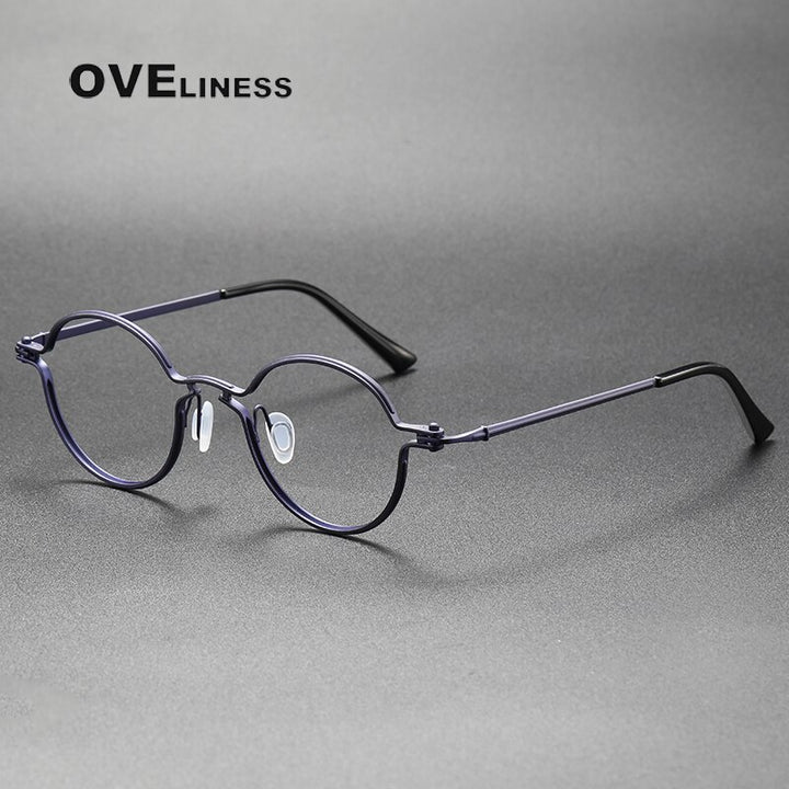 Oveliness Unisex Full Rim Round Titanium Eyeglasses 5895 Full Rim Oveliness purple  