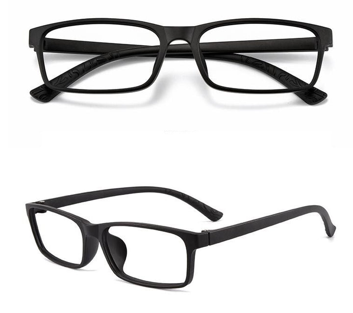 Cubojue Unisex Full Rim Small Square Tr 90 Titanium Hyperopic Reading Glasses Reading Glasses Cubojue 0 matte black 