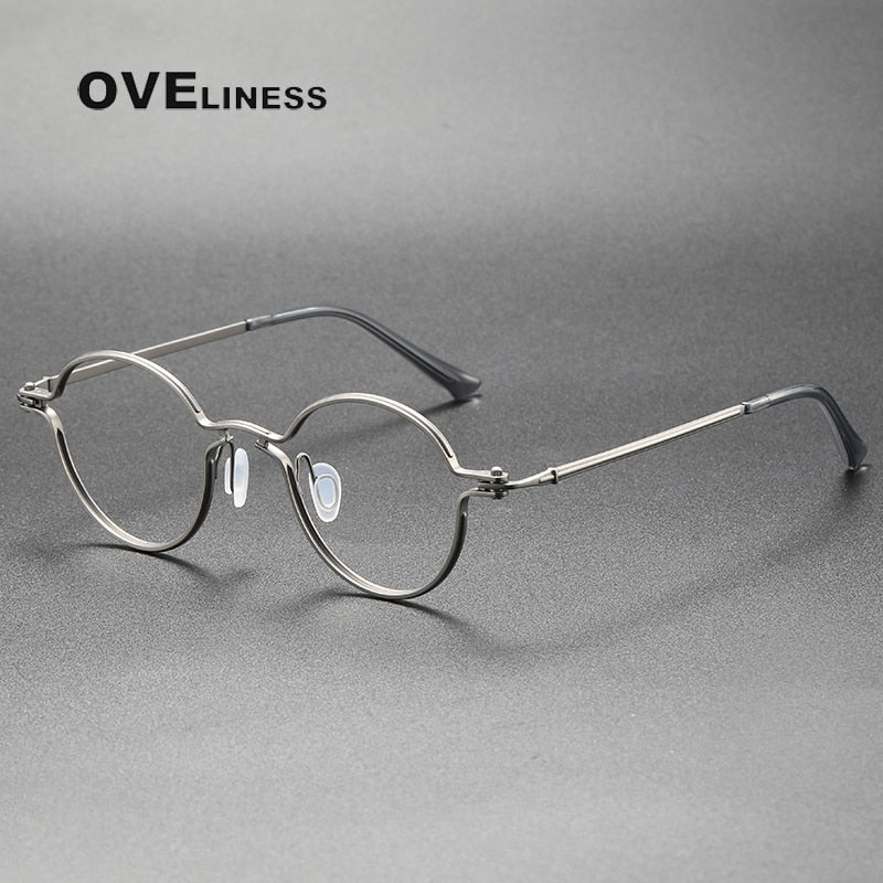 Oveliness Unisex Full Rim Round Titanium Eyeglasses 5895 Full Rim Oveliness gun  