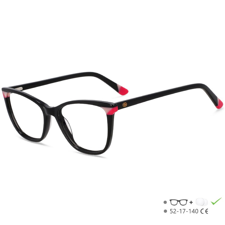 CCSpace Unisex Full Rim Small Square Acetate Eyeglasses 55566 Full Rim CCspace PinkRed China 