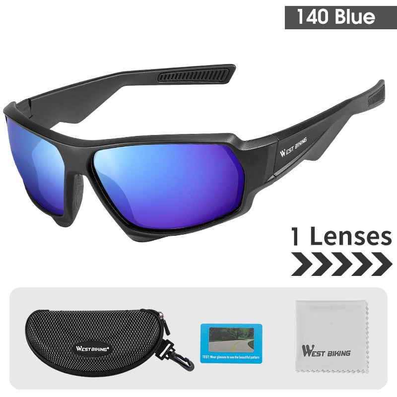 West Biking Unisex Semi Rim Tr 90 Polarized Sport Sunglasses YP0703138 Sunglasses West Biking Polarized blue 140 CN 3 Lens