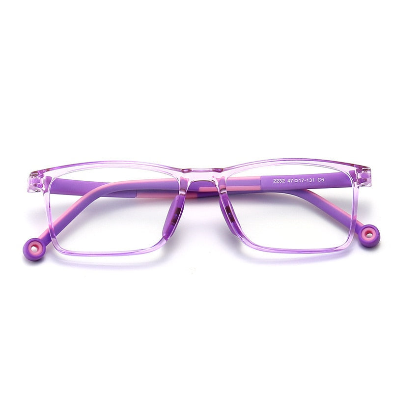 CCSpace Unisex Youth Full Rim Square Silicone Eyeglasses 54673 Full Rim CCspace Purple China 