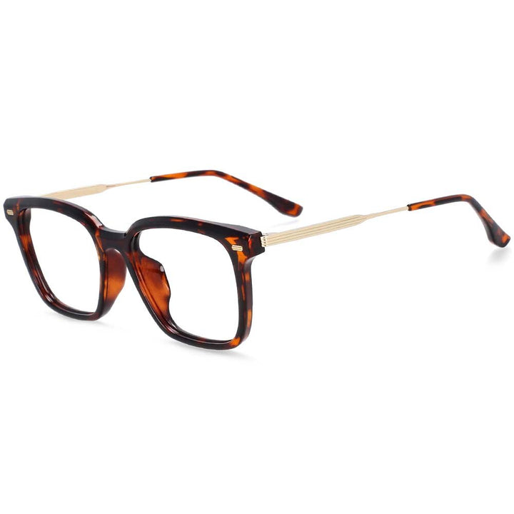 CCspace Unisex Full Rim Square Tr 90 Titanium Frame Eyeglasses 54254 Full Rim CCspace leopard China 