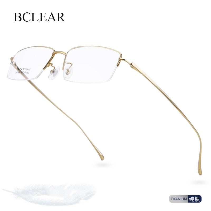 Bclear Men's Semi Rim Square Titanium Eyeglasses Lb7836 Semi Rim Bclear   