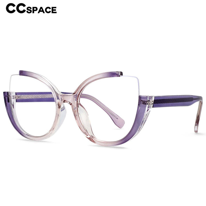 CCSpace Women's Semi Rim Cat Eye Tr 90 Titanium Eyeglasses 54627 Semi Rim CCspace   