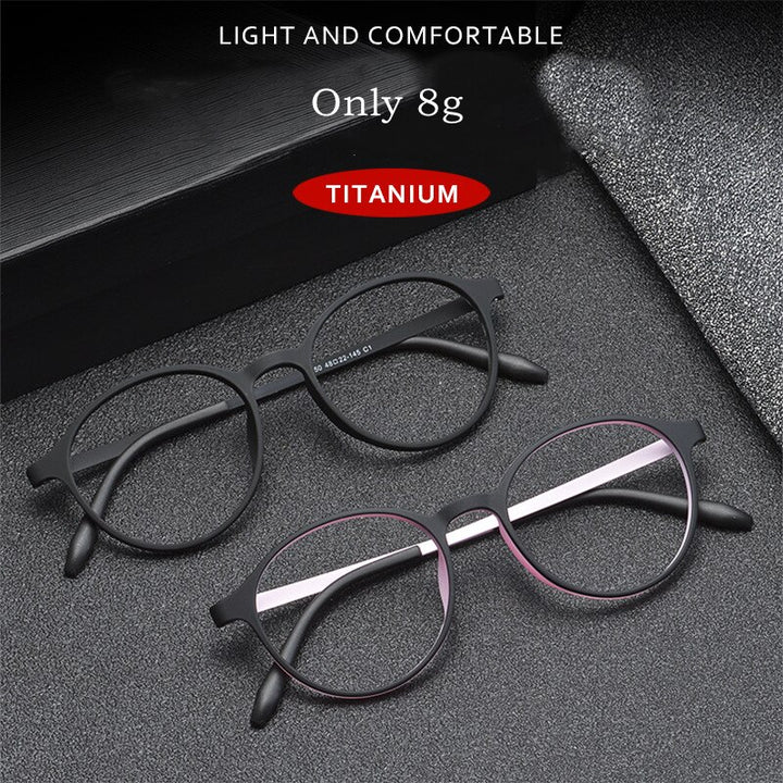 Yimaruil Men's Full Rim Round Rubber Black Titanium Anti-Blue Light Reading Glasses Y305 Reading Glasses Yimaruili Eyeglasses   