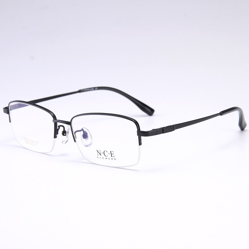 Zirosat Men's Semi Rim Square Titanium Eyeglasses T008 Semi Rim Zirosat black  
