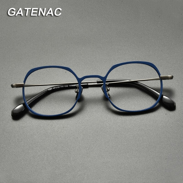 Gatenac Unisex Full Rim Round Square Titanium Eyeglasses Gxyj846 Full Rim Gatenac   