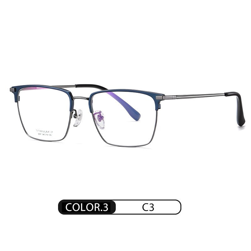 Hotochki Men's Full Rim Square Titanium Frame Eyeglasses Yj2037 Full Rim Hotochki C3  