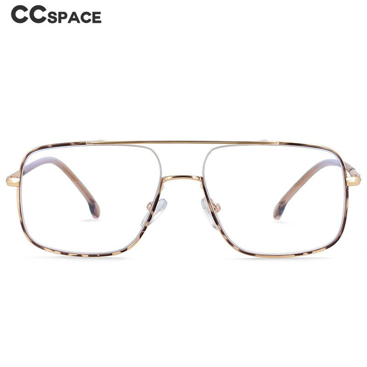 CCSpace Unisex Full Rim Square Alloy Double Bridge Frame Eyeglasses 54240 Full Rim CCspace   
