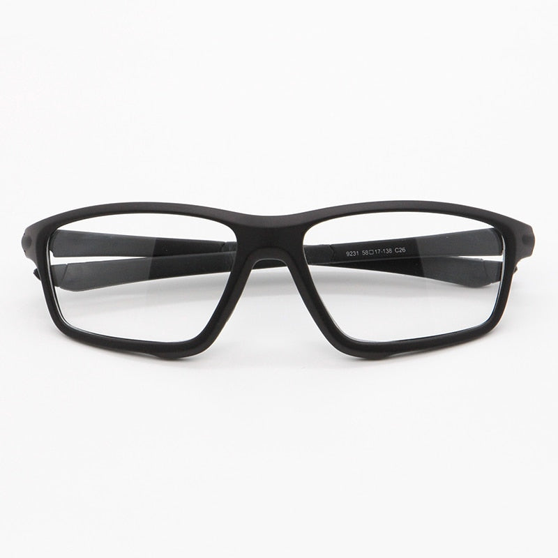 Bclear Unisex Full Rim Irregular Square Tr 90 Titanium Sport Eyeglasses 9231 Sport Eyewear Bclear Matte black  
