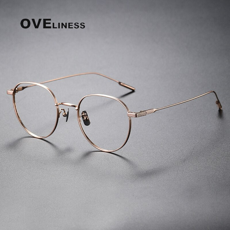 Oveliness Unisex Full Rim Round Square Titanium Eyeglasses 80807 Full Rim Oveliness rose gold  