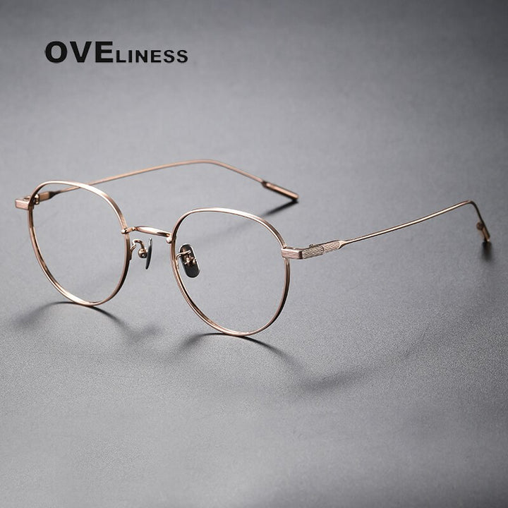 Oveliness Unisex Full Rim Round Square Titanium Eyeglasses 80807 Full Rim Oveliness rose gold  
