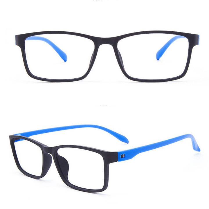 Katkani Unisex Full Rim Square Tr 90 Screwless Eyeglasses 66010 Full Rim KatKani Eyeglasses Black Blue  