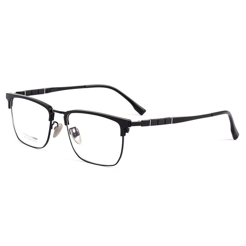 Handoer Men's Full Rim Square Titanium Eyeglasses 9018 Full Rim Handoer Black  