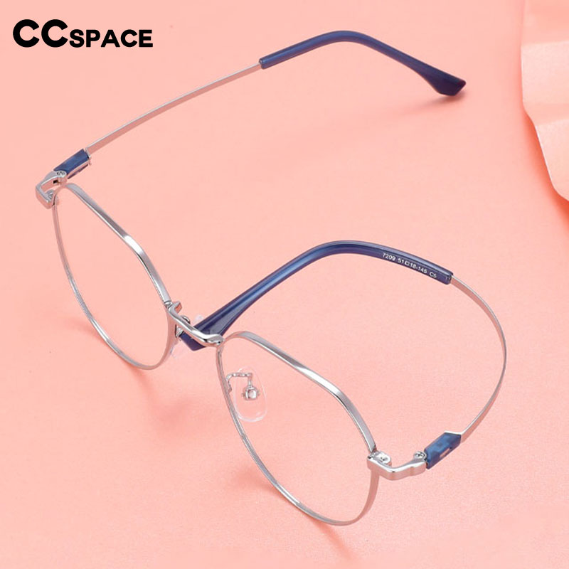 CCspace Women's Full Rim Round Cat Eye Alloy Eyeglasses 55983 Full Rim CCspace   