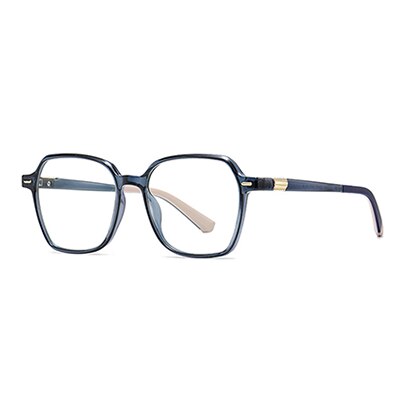 Ralferty Women's Full Rim Irregular Square Tr 90 Acetate Eyeglasses D862 Full Rim Ralferty China C259 Clear Blue 