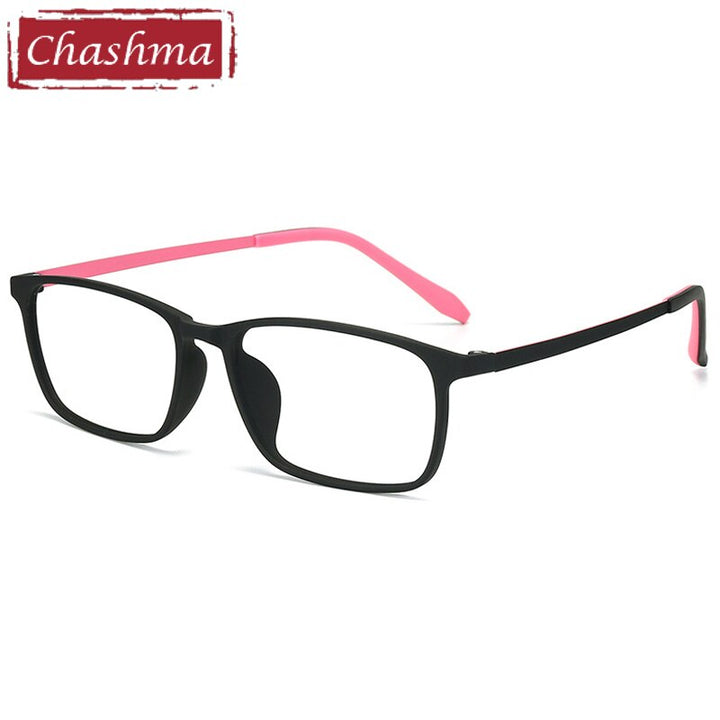 Chashma Unisex Full Rim Ultem Titanium Wide Frame Eyeglasses 6611 Full Rim Chashma Black with Pink  