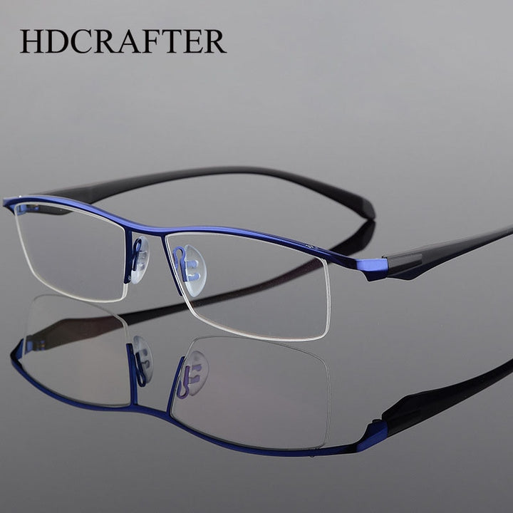 Hdcrafter Men's Semi Rim Square Tr 90 Titanium Eyeglasses 8011 Semi Rim Hdcrafter Eyeglasses   