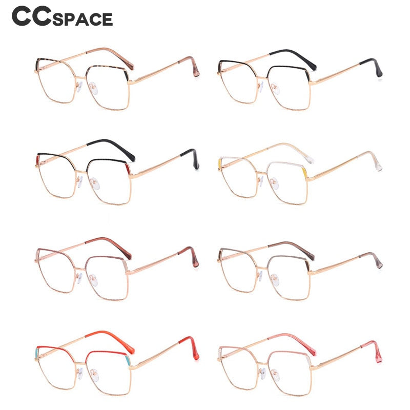 CCspace Women's Full Rim Squar Cat Eye Titanium Alloy Eyeglasses 55574 Full Rim CCspace   