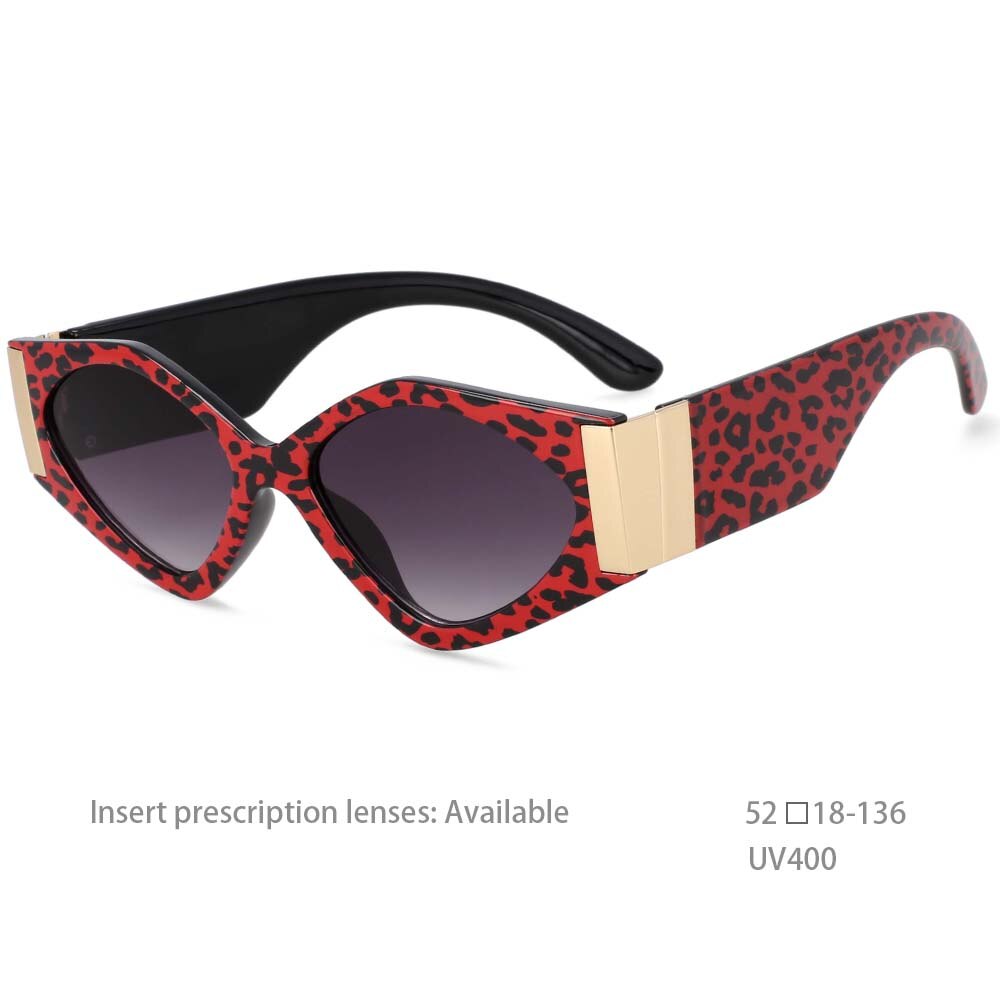 CCSpace Women's Full Rim Oversized Cat Eye Resin Frame Sunglasses 54458 Sunglasses CCspace Sunglasses Red-leopard China as picture